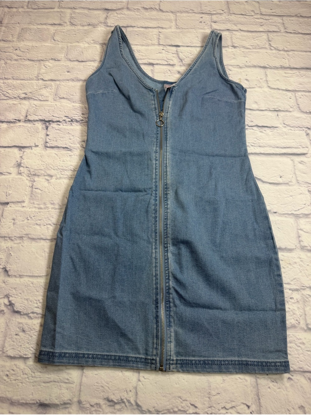 Vintage 90’s No Boundaries Light Blue Denim Zip-Front Casual Dress. Size Small.